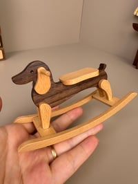 Image 9 of miniature Dachshund rocking chair for dollhouse