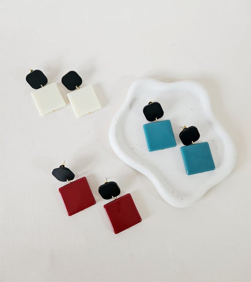 Image of Pendientes SQUARE - Azul pavo