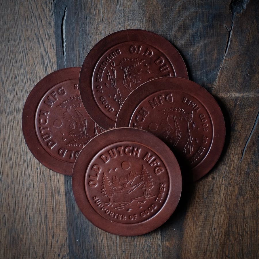 Image of "supporter of good times" coaster 4 set (dark brown).