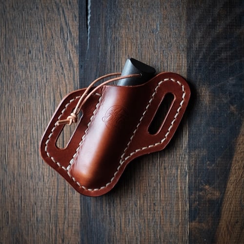 Image of Cross draw sheath with Opinel #8 trekking (cognac)