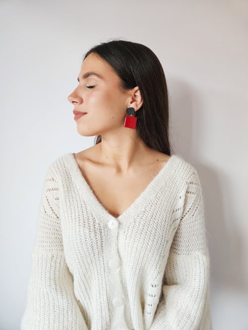 Image of Pendientes SQUARE - Rojo guinda