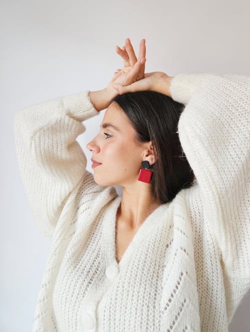 Image of Pendientes SQUARE - Rojo guinda