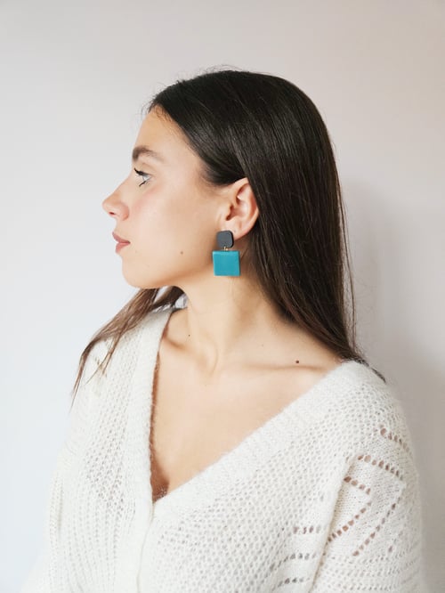 Image of Pendientes SQUARE - Azul pavo