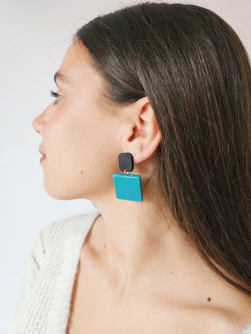 Image of Pendientes SQUARE - Azul pavo