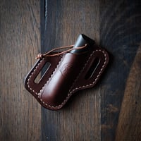 Image 2 of Cross draw sheath with Opinel #8 trekking (dark brown)