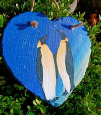 Image 2 of Penguins on slate heart