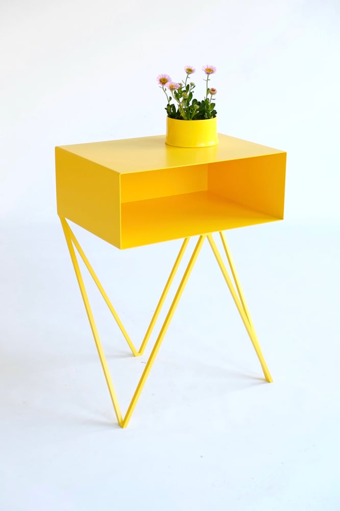 Image of Pair of yellow Robot side tables - ex-display 