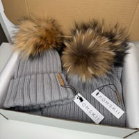 Image 1 of Pale Grey Hat and Scarf Set