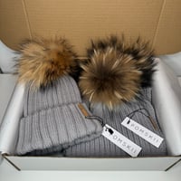 Image 2 of Pale Grey Hat and Scarf Set