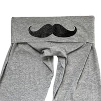Image 3 of grey mustachio yoga pant XS-XXXL