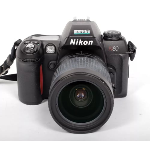 Image of Nikon N80 F80 35mm SLR Film Camera with 28-100mm AF NIKKOR zoom lens #4537