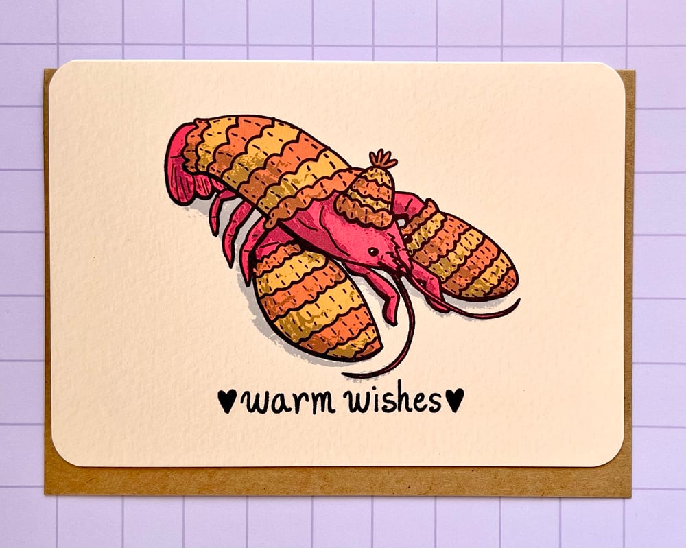 Image of Warm wishes holiday lobster card