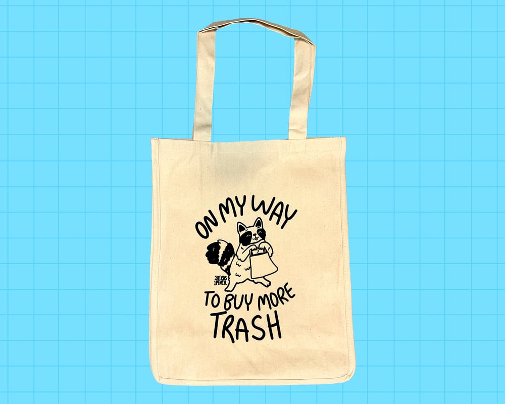 Image of Shopping raccoon sturdy tote bag