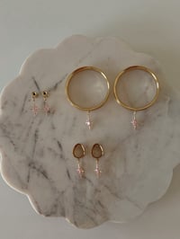 Image 1 of Pink Starburst Dangles (Gold)