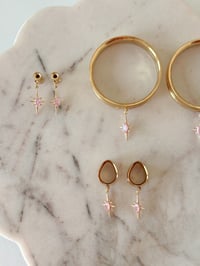 Image 2 of Pink Starburst Dangles (Gold)