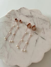 Image 2 of Double Dangly Pearls (Rose Gold)