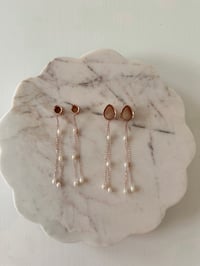 Image 3 of Double Dangly Pearls (Rose Gold)