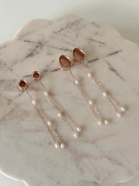 Image 1 of Double Dangly Pearls (Rose Gold)