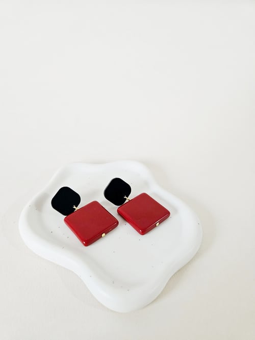 Image of Pendientes SQUARE - Rojo guinda
