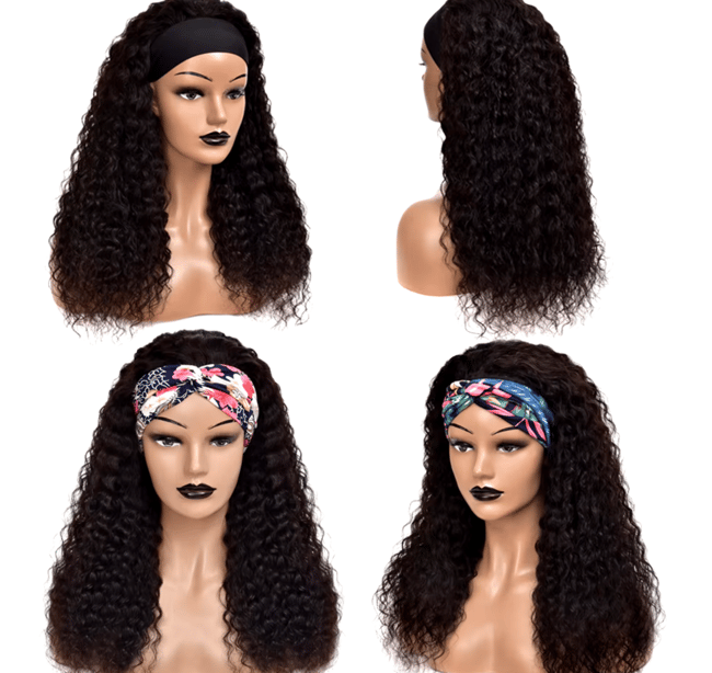 Curly hair headband wig