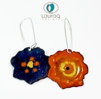 Image 5 of Limited edition Orange/ Blue Marigold double sided earrings