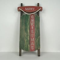 Image 1 of Wooden Merry Christmas Sled Red/Green