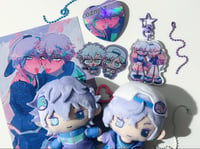 Image of COZMEZ acrylic charm button + sticker