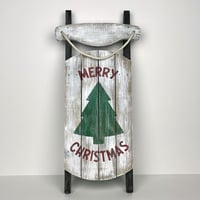 Image 1 of Wooden Merry Christmas Sled