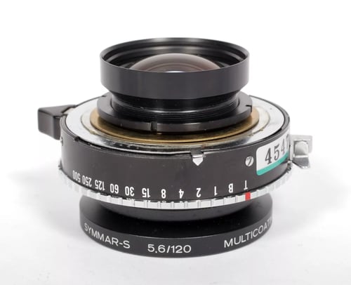 Image of Schneider Symmar S 120mm F5.6 lens in Copal #0 shutter #4547 (700) 