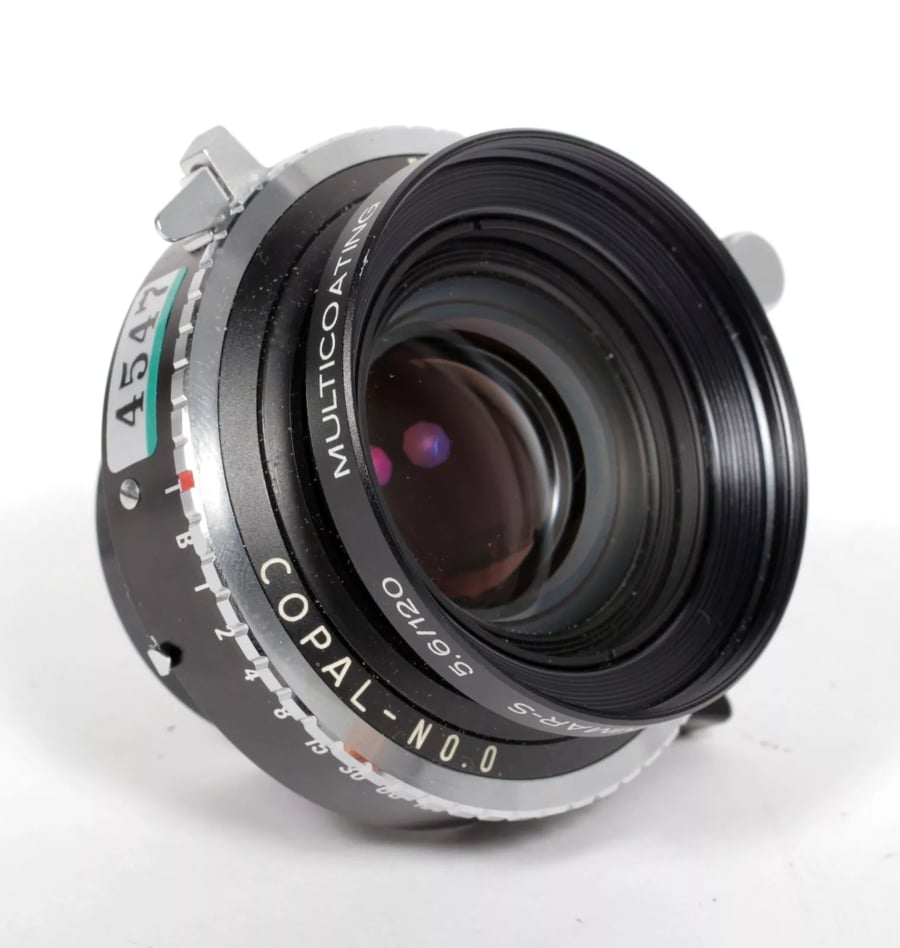 Image of Schneider Symmar S 120mm F5.6 lens in Copal #0 shutter #4547 (700) 