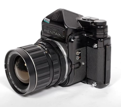 Image of Pentax 67 6X7 camera with TTL metering prism and SMC 75mm F4.5 lens #4554