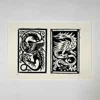 Image 2 of Dragon Diptych Linocut