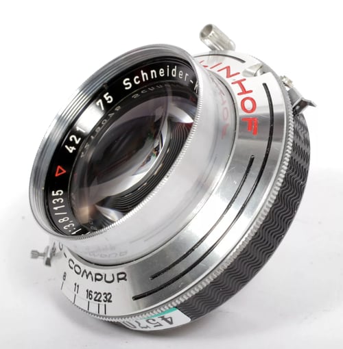 Image of Schneider Press Xenar 135mm F3.8 lens in Compur #1 shutter COATED #4570