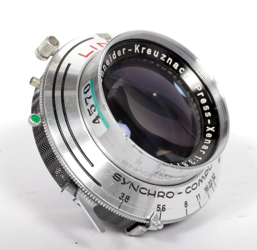 Image of Schneider Press Xenar 135mm F3.8 lens in Compur #1 shutter COATED #4570