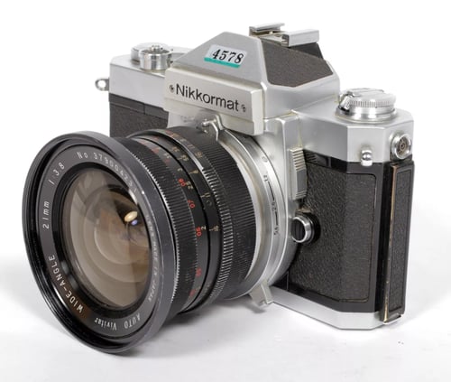 Image of Nikon Nikkormat FT2 35mm SLR film camera with 21mm F3.8 Ultra wide lens #4578