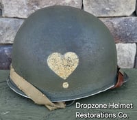 Image 4 of WWII M2 101st Airborne Helmet 502nd PIR D-bale Front Seam Paratrooper liner. Net, Scrim & Aid Kit. 