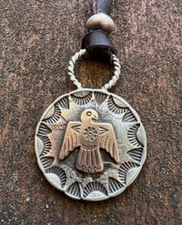 Image 4 of WL&A Handmade Silver Liberty Walking Coin Old Style Thunderbird Pendant 