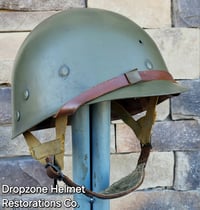 Image 14 of WWII M2 101st Airborne Helmet 502nd PIR D-bale Front Seam Paratrooper liner. Net, Scrim & Aid Kit. 