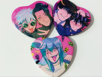 Image of JJK jujutsu kaisen heart pinback buttons