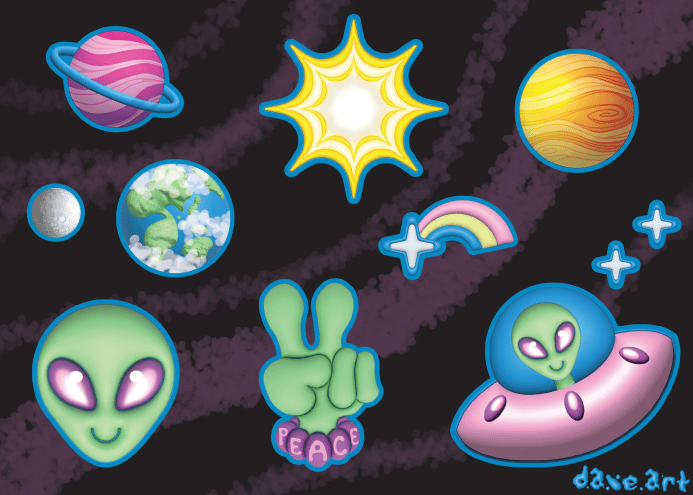 Galactic sticker sheet