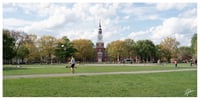 PRINT: SPRINGTIME AT DARTMOUTH COLLEGE GREEN AND BAKER MEMORIAL LIBRARY IN HANOVER, NH 