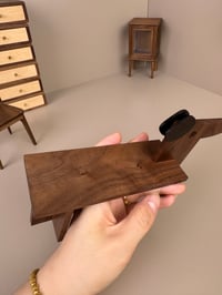 Image 5 of 1:6 Scale Miniature Dachshund Shoe Bench for Dollhouses – Walnut Wood