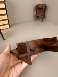 Image 9 of 1:6 Scale Miniature Dachshund Shoe Bench for Dollhouses – Walnut Wood