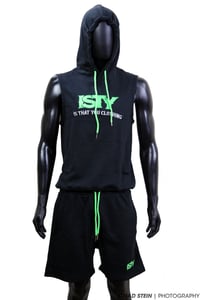 Black, Florescent Green sleeveless short set