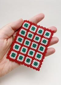 Image of Christmas Red Granny Lap Blanket in 1:12 scale