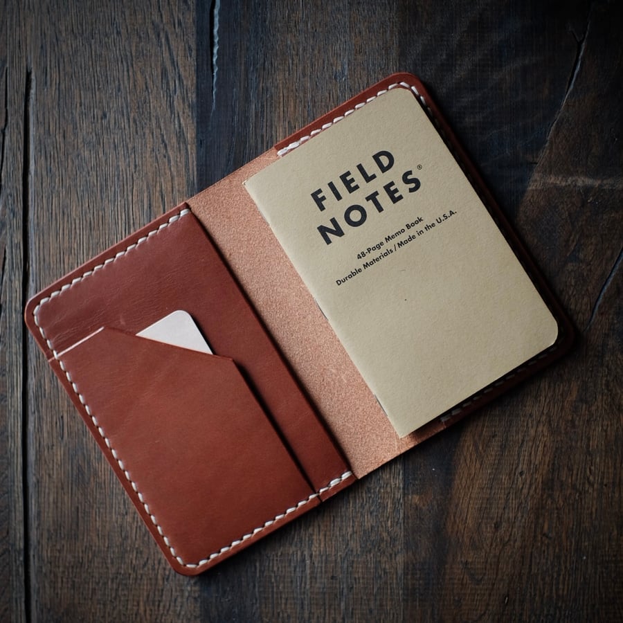 Image of Field Notes Cover + 3 original Field Notes plain paper memo books. (cognac)