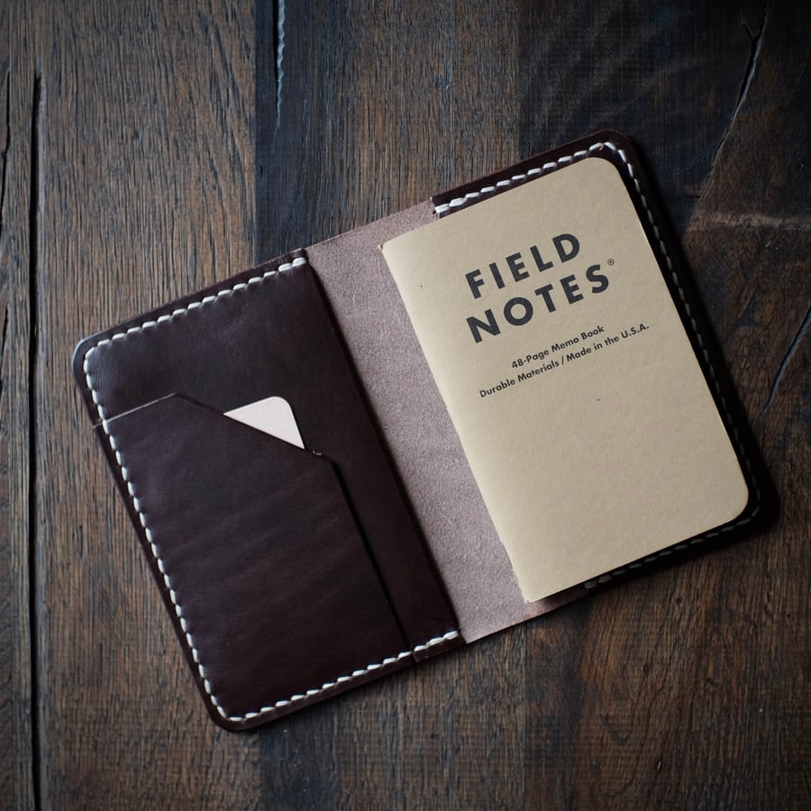 Image of Field Notes Cover + 3 original Field Notes plain paper memo books. (dark brown)