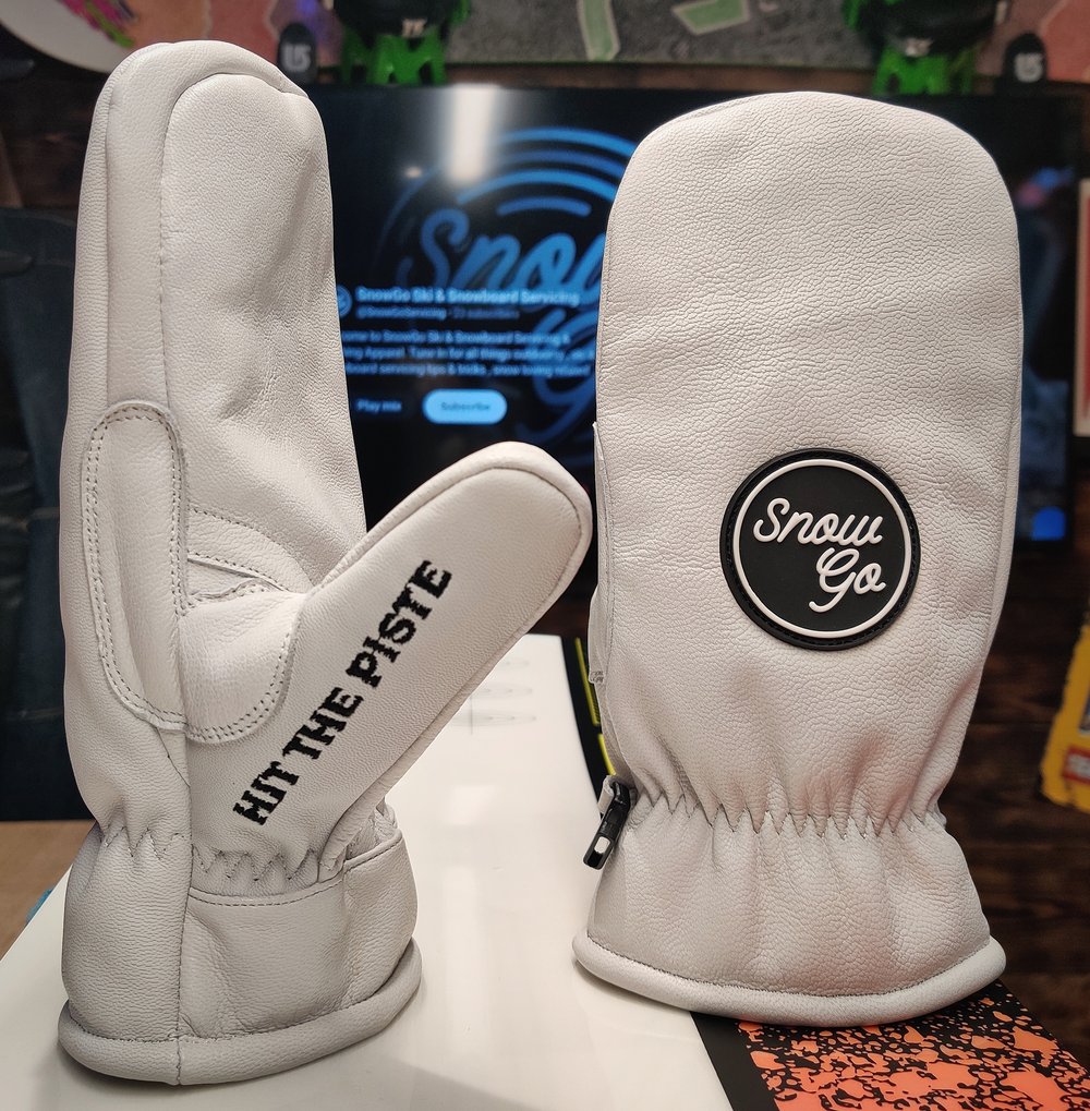 The SnowGo Mittens (White Leather/Black Cuff)