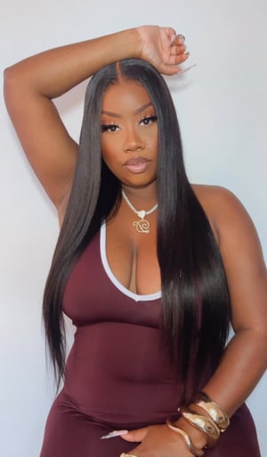 Image of 5”x5” Silky Yaki Straight Closure Wig in 24”