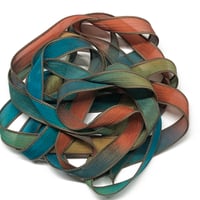 Image 1 of 1PC. COUNTY FAIR 42" hand dyed wrist wrap bracelet silk ribbon by COLOR KISSED SILK